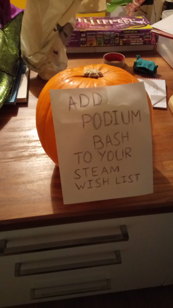FeistyCrab's tweet photo. Here's this year #pumpkin, probably not as good as last year's but we still love #Halloween #gamedev #indiedev https://t.co/i1z6d5Bh8y