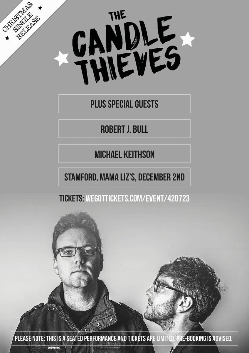 RobertJBull's tweet image. Delighted to announce il be supporting the Candle Thieves for their single release 2nd Dec in Stamford, tickets here wegottickets.com/event/420723