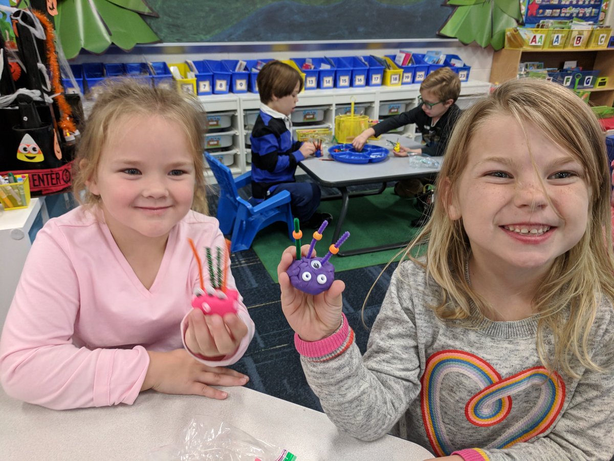 We made monsters with the goal to only use ten items to create them. Math monsters make learning fun!