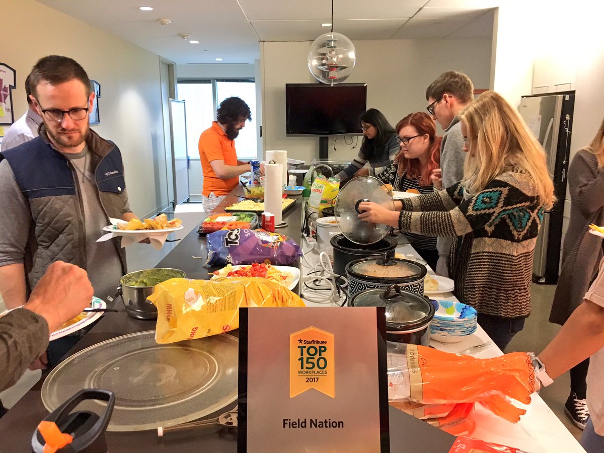 FieldNation's tweet photo. We didn't let a little Minneapolis snow stop our fall Field Nation potluck https://t.co/MiuwsdayB9