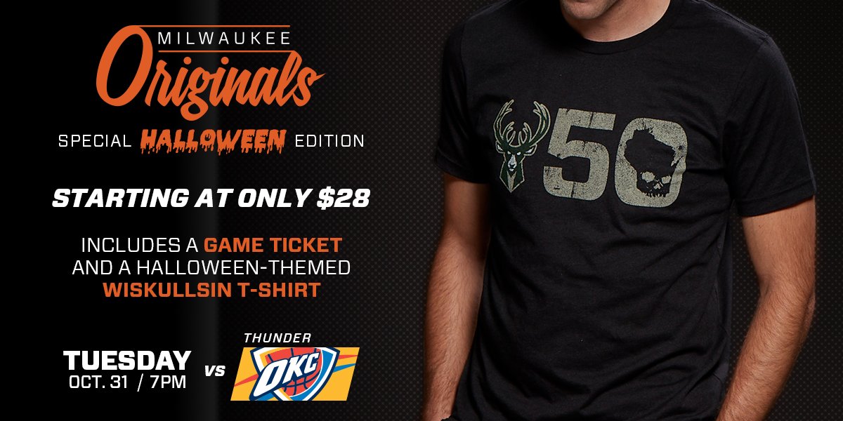 Join us for HALLOWEEN!!  Get a special edition @Wiskullsin T and ticket for just $28 at Bucks.com/Mondays https://t.co/ZzFXK0gbvF