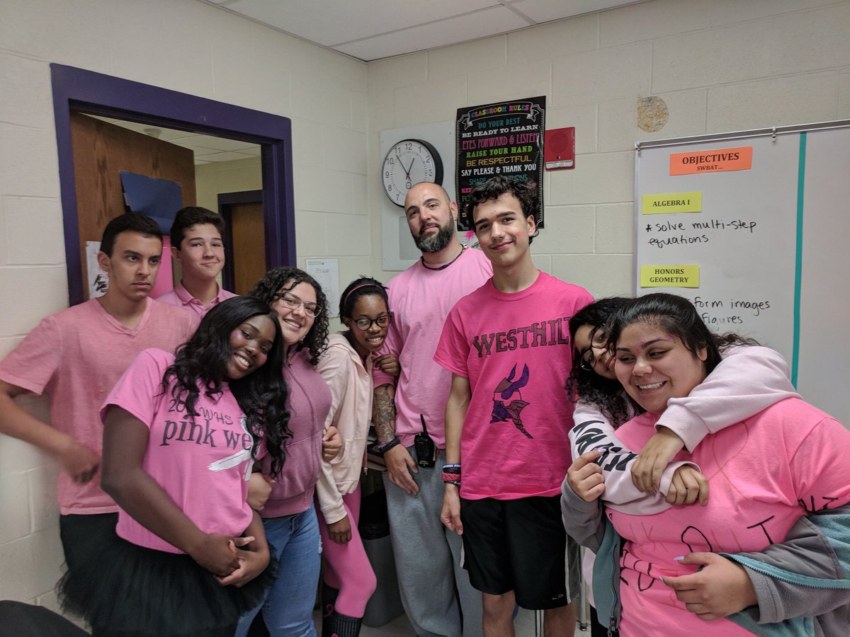 DaniDCohen's tweet photo. Even our Plane Geometry class rocked #pinkout with #security #awareness #whspride #spsheart #thinkpink #WesthillPinkOut #WHSPinkOut https://t.co/2dNnqmgzoJ