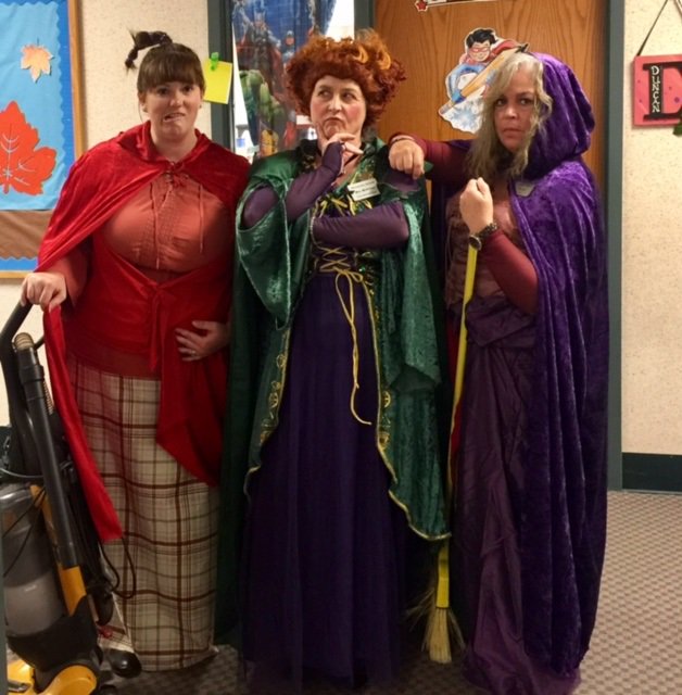 BlackfordSchls's tweet photo. Hocus Pocus! Ladies and gentlemen, may we present the Sanderson Sisters of Montpelier School... #Disneyspirit #greatstaff https://t.co/8HKM74bUFR