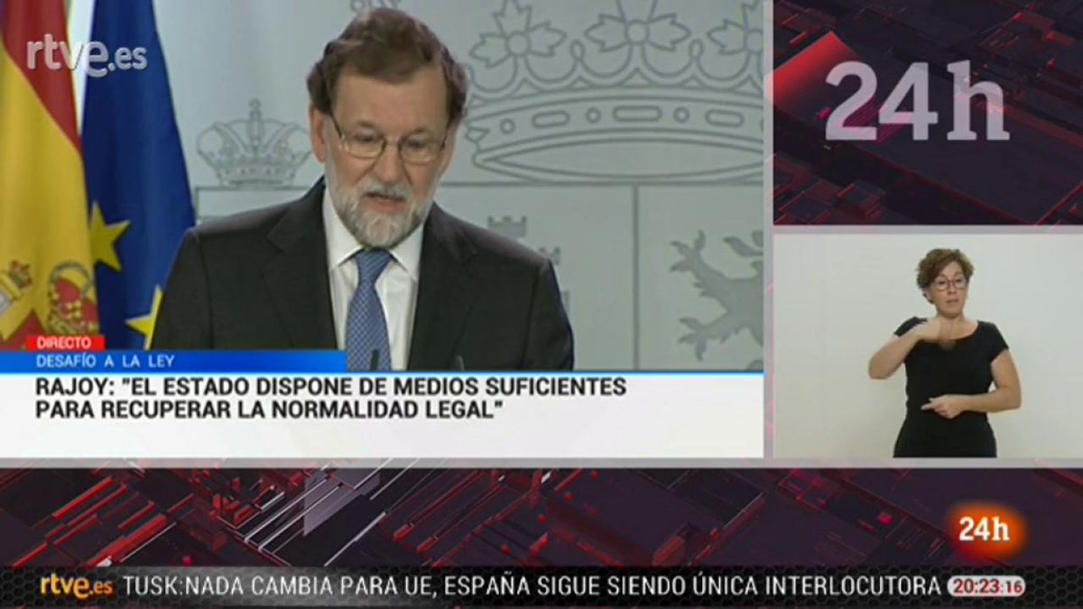 Mariano Rajoy destituyó al gobierno catalán, disolvió el Parlamento local y convocó a elecciones el 21 de diciembre DNKihp1VoAECbzt