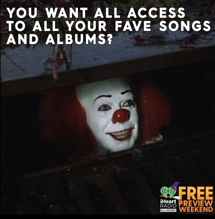 MadisonRadio's tweet image. It’s heeere! 🎃🦇@iHeartRadio’s Halloween treat! Free All Access Preview Weekend. All the music you love FREE this weekend #iHeartAllAccess