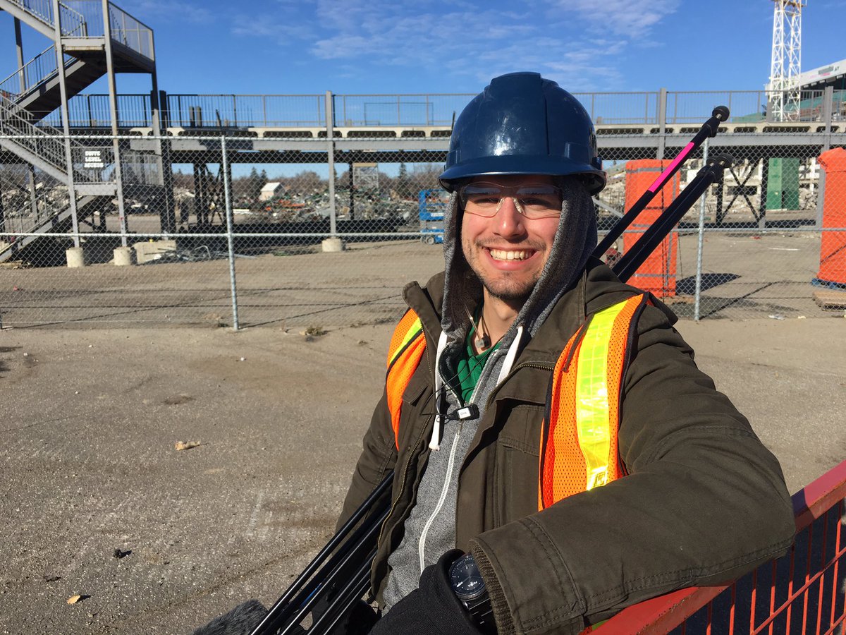 WayneMantykaCTV's tweet photo. CTV's Katy Syrota and Chris Miller from @Play_Creative are among the photo crews capturing Mosaic Stadium demolition. https://t.co/vyzdmSgxlc