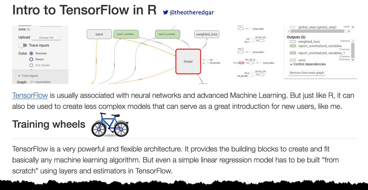 dataandme's tweet image. ICYMI, 🙌 new step-by-step: "Intro to TensorFlow in R" by @theotheredgar buff.ly/2gFqpFI #rstats #TensorFlow #TensorBoard