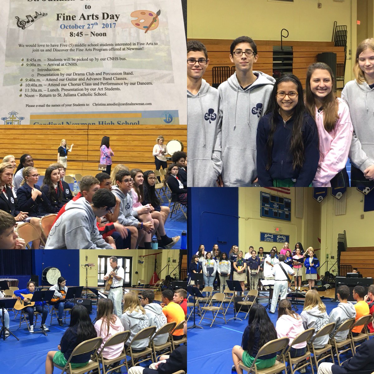 stjulianawpb's tweet photo. SJS Middle School Students & Mrs. Wood@ CNHS. #FineArtsProgram #NewmanCrusaders #SaintJuliana #DofPBSchools https://t.co/FXQQMFINMl