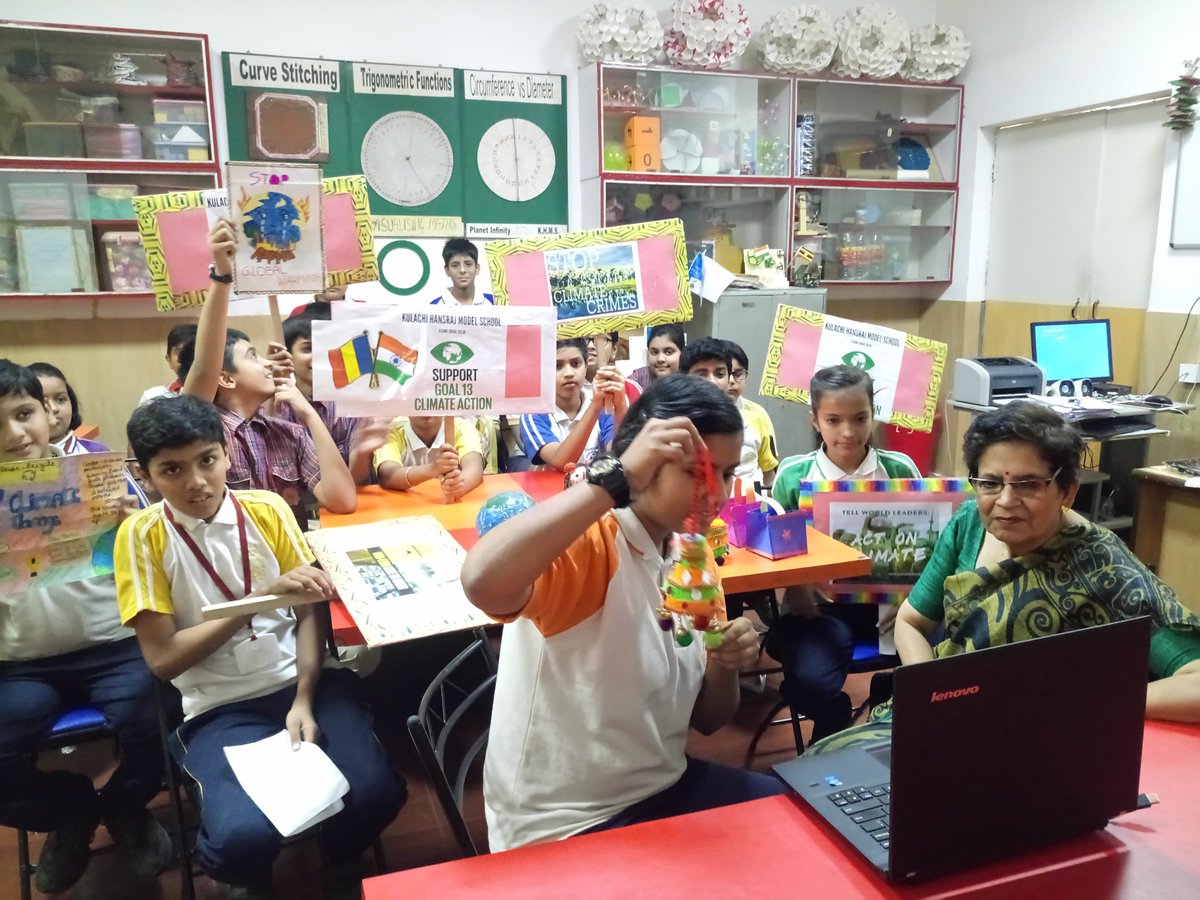 koentimmers's tweet photo. Indian students having #Skype call about #ClimateActionP. Students of both the schools shared their work and inspired each other. @rashkath https://t.co/AVWbinshkp