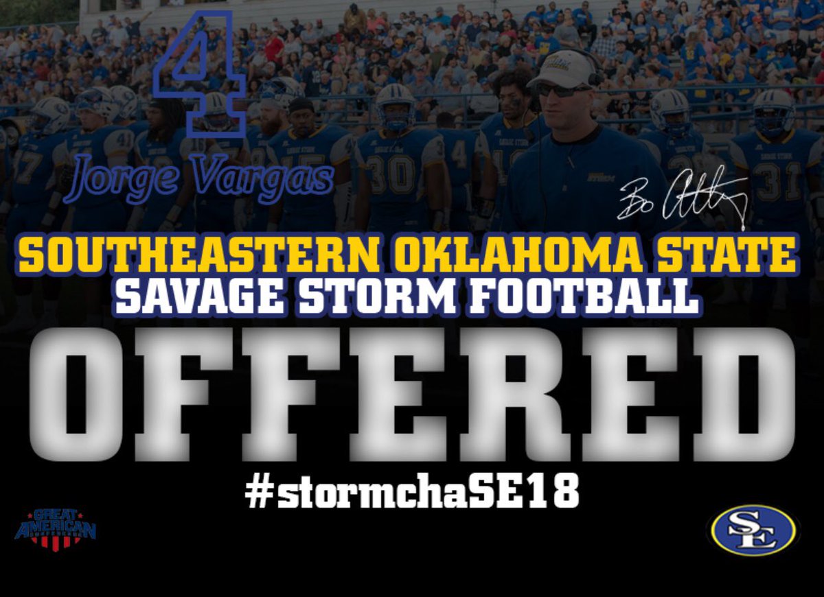 Vargoo7's tweet photo. Blessed to receive my first offer from Southeastern Oklahoma State University #Savagestorm https://t.co/WVdA5QLS5P