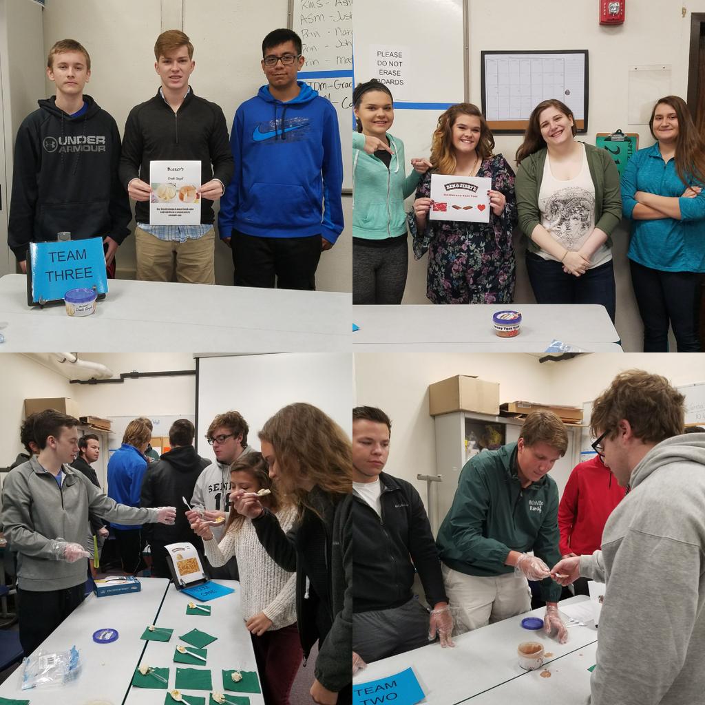 Mrs_Spitznagel's tweet photo. Great job Sports &amp; Entertainment students on your ice cream flavor pitches and focus groups. Congrats winners! #wearemehlville #mhsmarketing https://t.co/2j50flQhgN