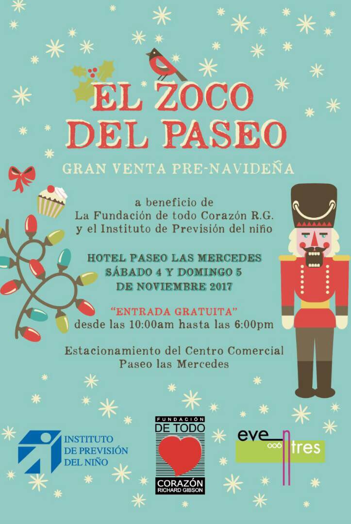bguinand's tweet image. Colabora con el Instituto de Previsión del Niño
Bazar Paseo Las Mercedes
4 y 5 de noviembre