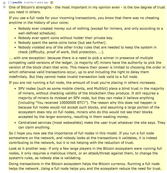 BitcoinIsSaving's tweet photo. Pieter Wuille's explanation of full node trustlessness. Follow him @pwuille https://t.co/cuW7DSGz19