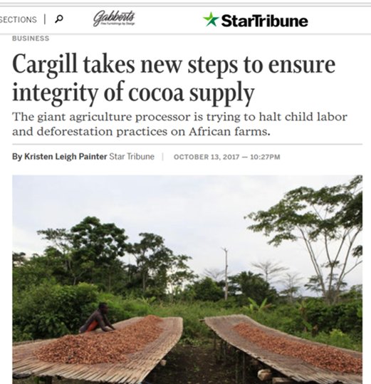 WorldCocoa's tweet image. WCF member @Cargill is a CocoaAction company. More on their action to stop child labor and deforestation in Africa: strib.mn/2zKZLPy