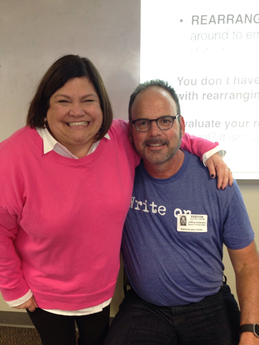 Slm9502's tweet photo. Thank you teaching hero Jeff Anderson. Write ON! #PWLA #PISDlearns @WMSRams_Library @Wilson_Rams https://t.co/WxsDHUkDxe