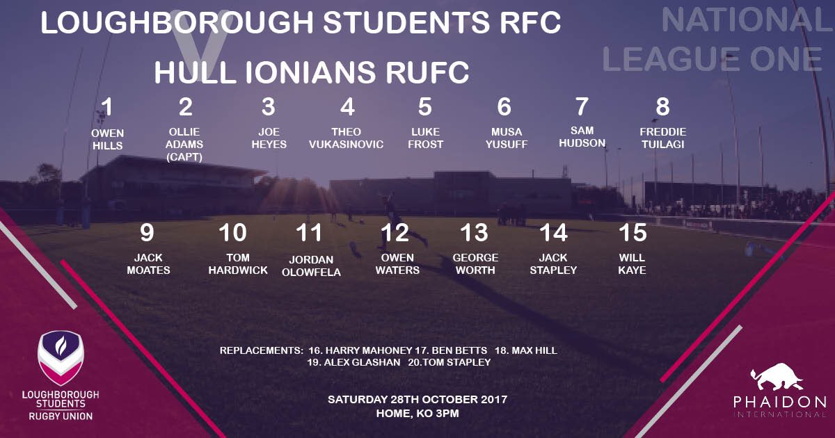LboroRugby's tweet photo. #FixtureFriday Team Announcement 🎉
Loughborough Students RFC v @Ioniansrufc 
🏆 @national1_rugby 
🗓Tomorrow, 3pm
📍 1st XV Pitch

#Nat1 #LboroRugby #Lboro #Rugby #LWOW #LboroWalksOnWater https://t.co/WYWl25MnXt