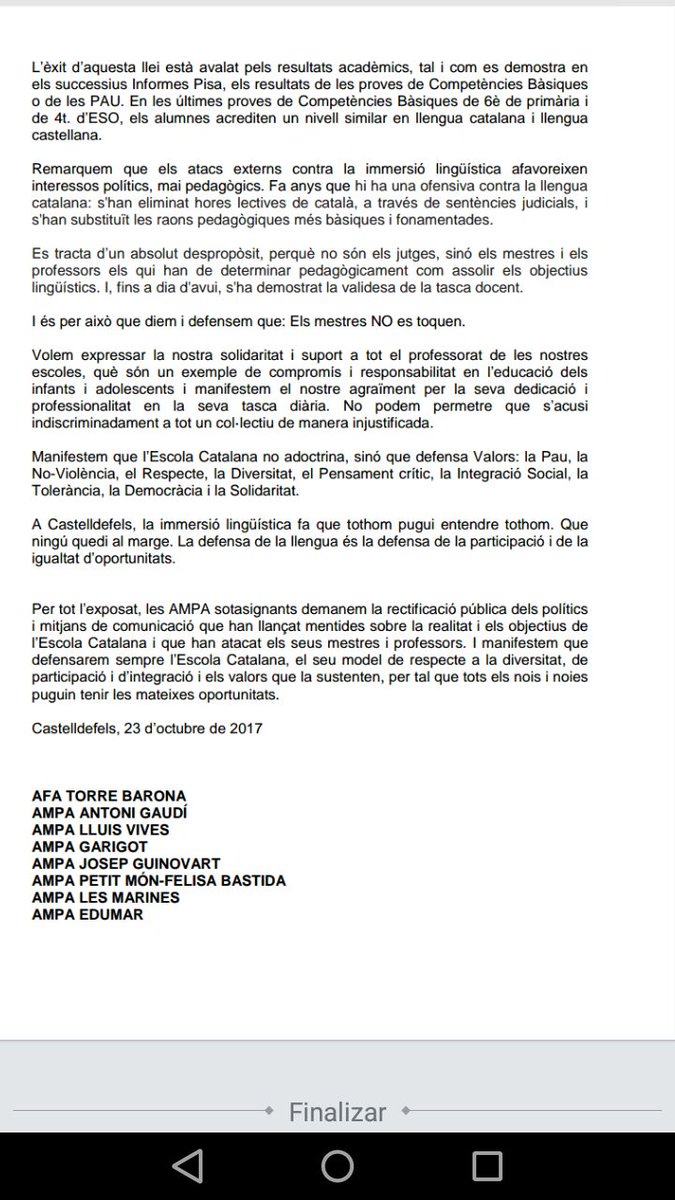 EscolaElsPins's tweet photo. L'AMPA de l'escola signa el manifest en defensa de l'escola catalana, gràcies #orgulld'AMPA https://t.co/UFLOZe14QR