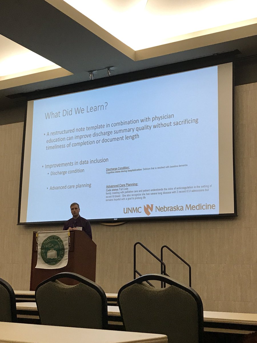 UNMCIMResidency's tweet photo. Thanks @TrekBird for a great presentation about enhanced discharge summaries at #NebraskaACP2017 #ACP17 https://t.co/TaoaTMXGbj
