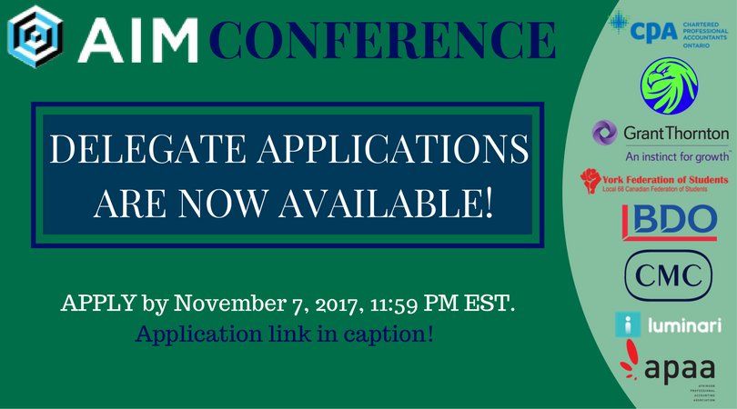 AIM Conference 2017 delegate applications are now available! Applications: goo.gl/cGxEnp Like us on facebook for more information!