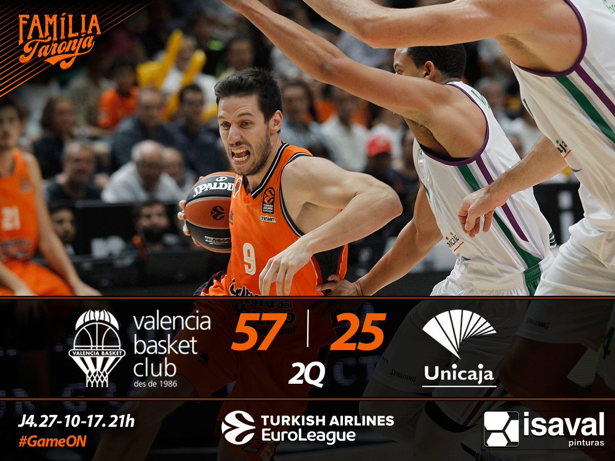 SportandoNBA's tweet photo. .@valenciabasket: 57 - @unicajaCB: 25 (İlk Yarı Sonucu / Turkish Airlines #EuroLeague) #VBCUNI #GameON

Erick Green 19 / Ray MacCallum 6 https://t.co/O468QCd5xN