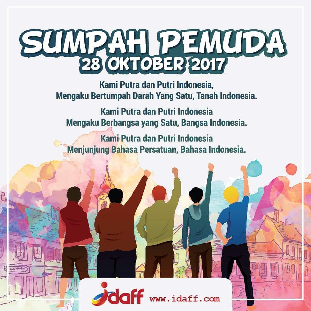 idaffnetwork's tweet photo. Salam hari SUMPAH PEMUDA ! 28 Oktober 2017 #idaff #SumpahPemuda2017 Kobarkan semangatmu demi Indonesia https://t.co/c4B4cL1OJA