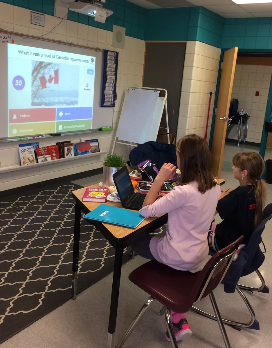 LESHanover's tweet image. Using #kahoot to review learning about Canadian government. #funandengaging #leslearns (@MrsArmstrong56)