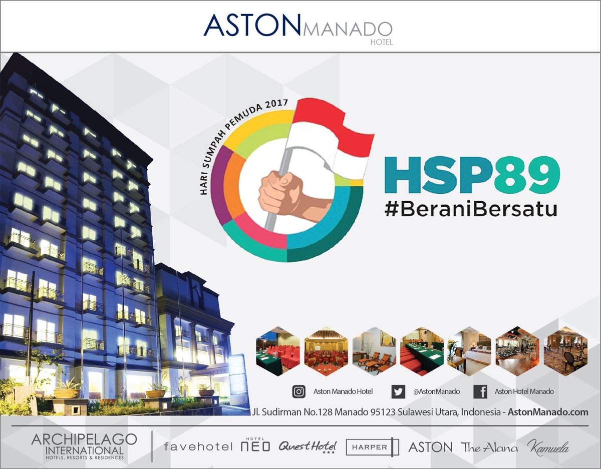 #HSP89 #HSP2017 #BeraniBersatu
astonmanado.com
#MariJoKaManado #MariJoKaAston #ArchipelagoInternational
#hotelindoo