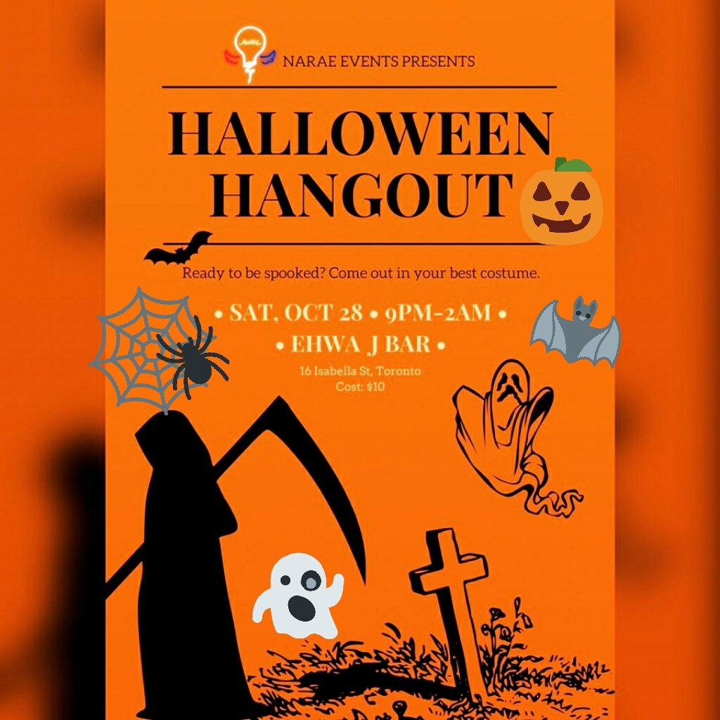 SojuWave's tweet photo. It's #halloweekend 🎃 No plans yet? Come to a Halloween Hangout at Ewha tomorrow! Wear a costume and come in style #Halloween #Toronto #the6 https://t.co/4E7o8221U4