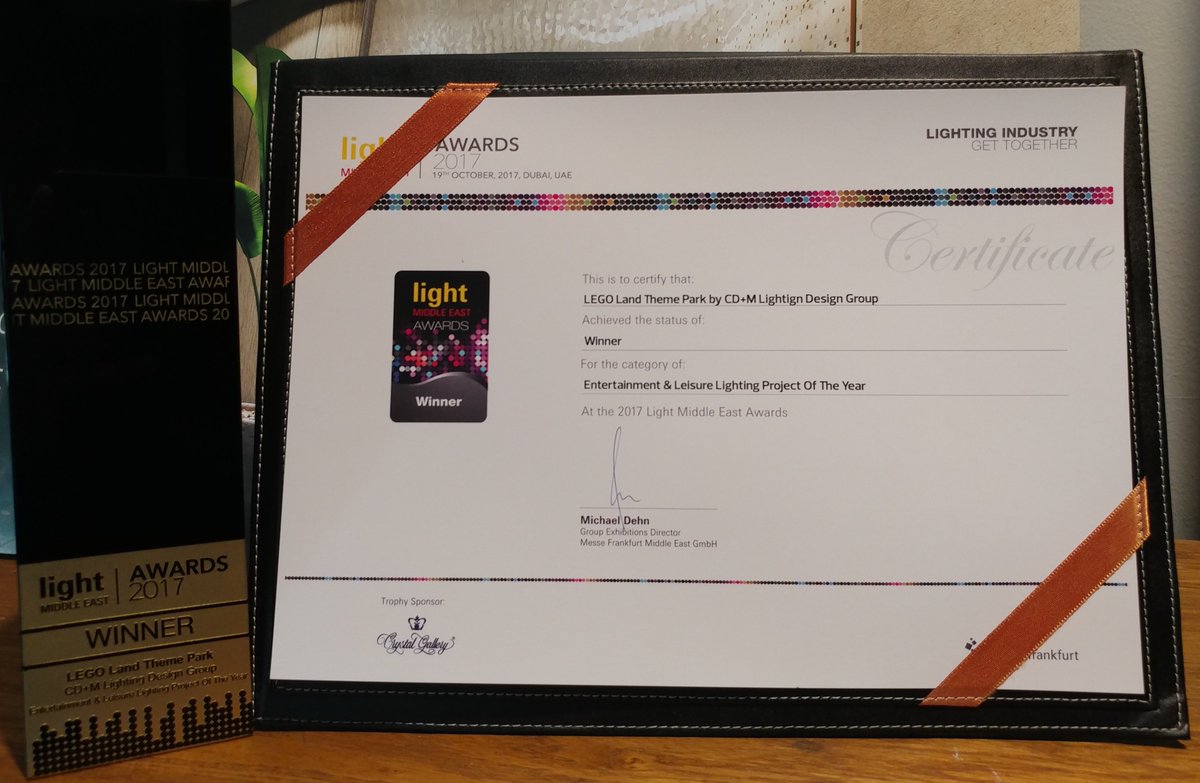 CDMLight's tweet photo. CD+M Lighting Design Group receives LME Project of the Year Award in Entertainment &amp; Leisure for our work on LEGO Land Theme Park, Dubai! https://t.co/mu4wwy2nMP