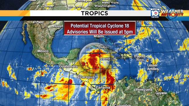 The National Hurricane Center will begin issuing advisories on Potential Tropical Cyclone #18 starting at 5 p.m. https://t.co/eCswmLuVF0