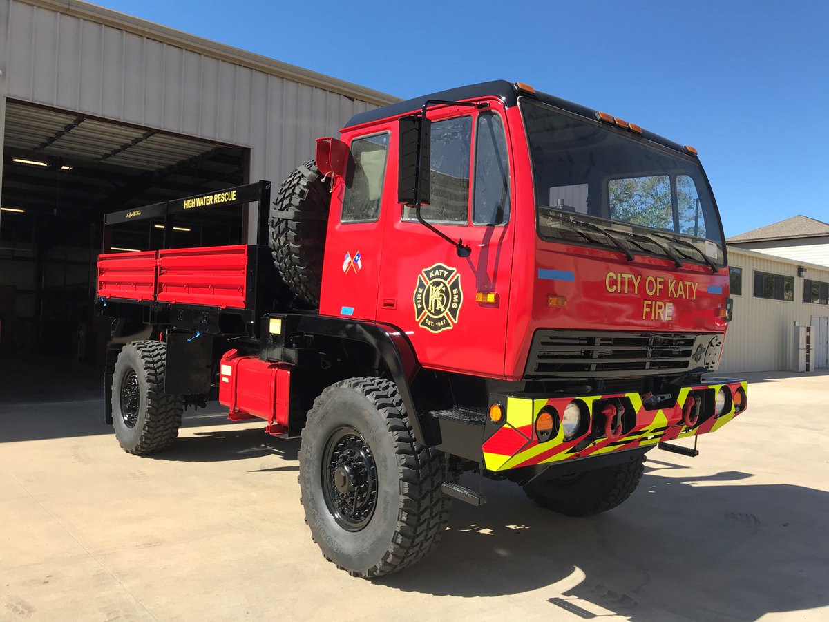High water rescue vehicle for <a href="/KatyFireDept/">Katy Fire Department</a>. The truck is a retired military tactical vehicle.