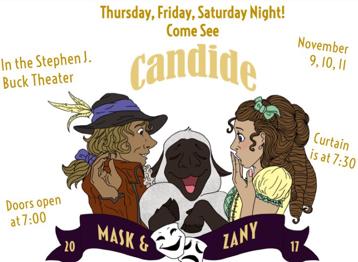 Maskandzany's tweet photo. Candide opens in two weeks! Show dates are Nov. 9, 10, 11 @ 7:30. Get ready for a great adventure! https://t.co/k3yGeOcsr3