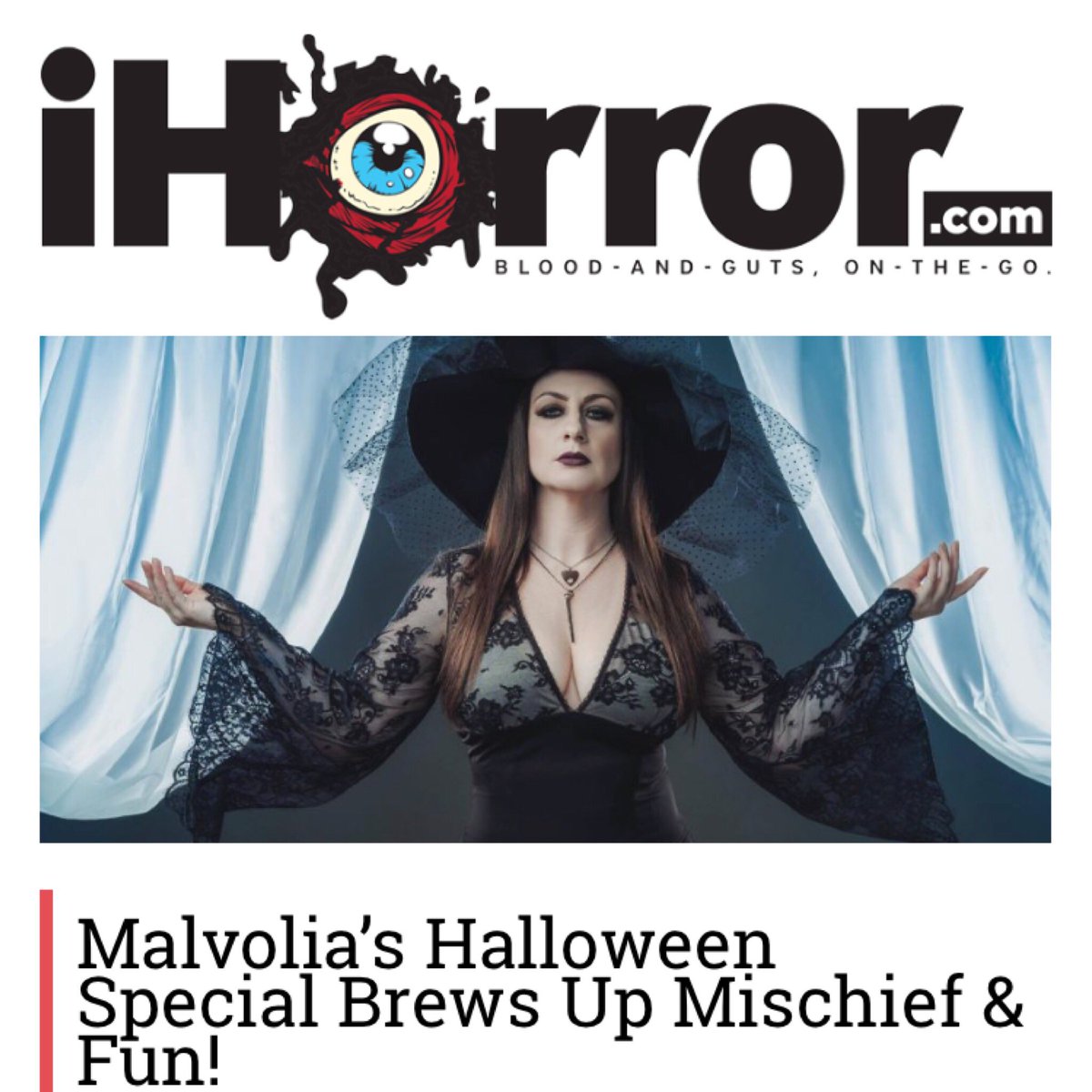 QueenMalvolia's tweet photo. Another frightful #review about my #HalloweenSpecial by @Nytmare112 from @iHorrorNews!Glad you survived my party! #horror #womeninhorror #actress #haloween 🎃☠️
https://t.co/Ftkiw9bzJh https://t.co/6sDb8Rhi2W