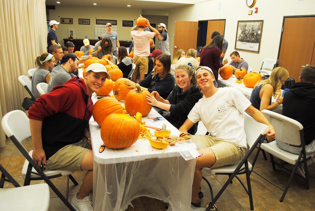 Beta_CSM's tweet photo. Thank you to the ladies of Pi Beta Phi for carving pumpkins with us! They looked great during Nightmare on Greek Street 🎃 https://t.co/y19HHavNku