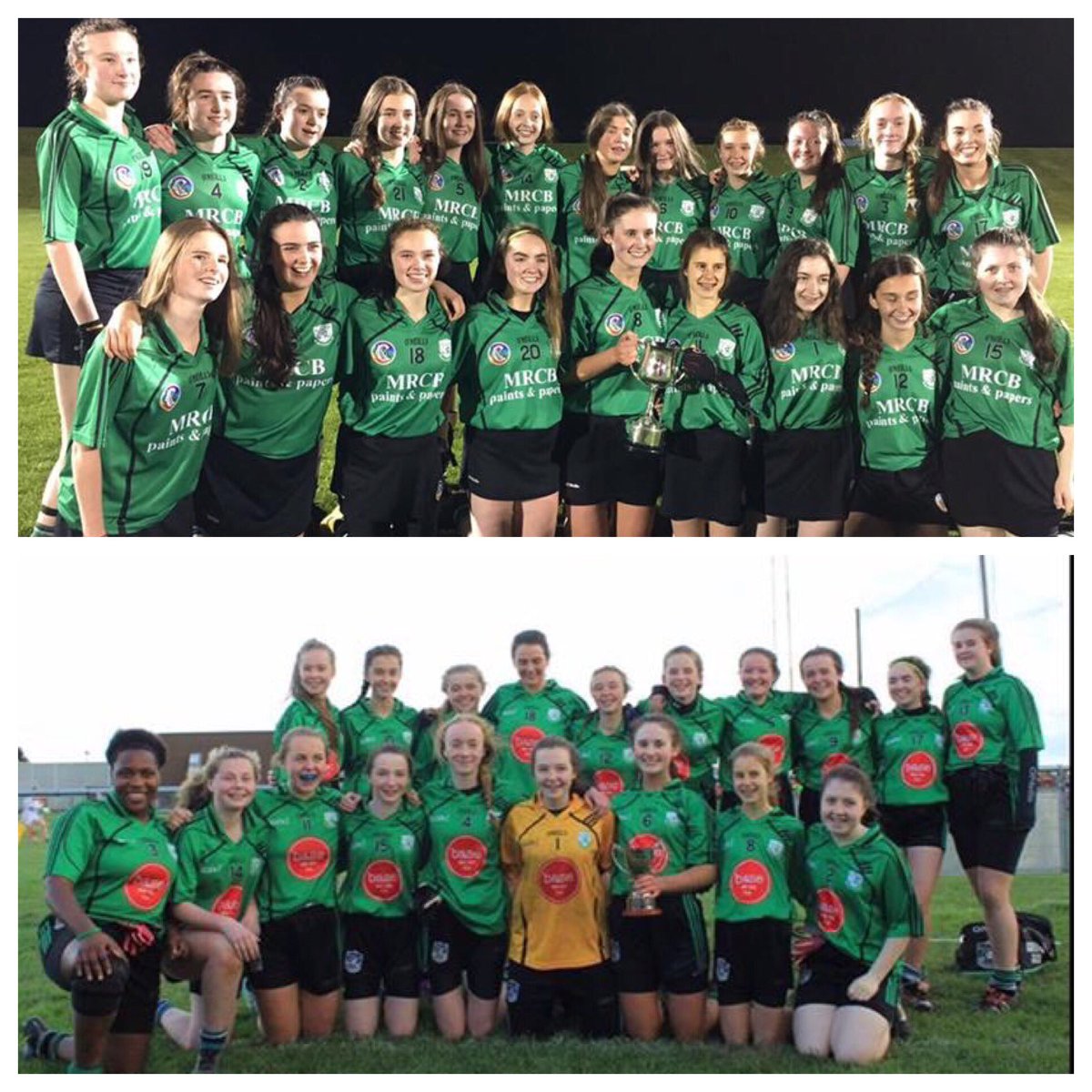 Murphy99108's tweet photo. Amazing Commitment from our Under 15 Squads in both codes . Division 1 Champions   Football and Camogie @GAALucan https://t.co/CGwlkoRPZL