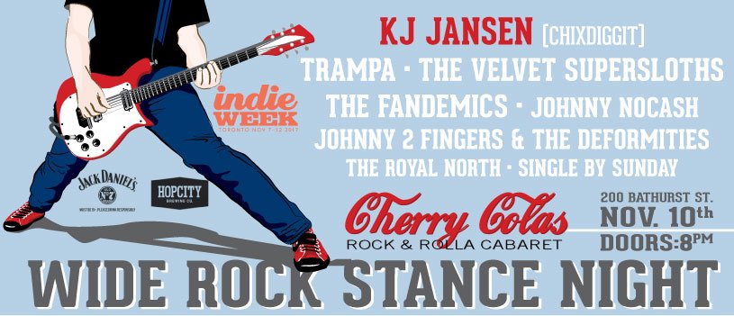 The_Fandemics's tweet photo. WIDE STANCE ROCK SHOW!
NOV. 10. with KJ Jansen of #Chixdiggit 
Stretch those hip flexors!
4am Last Call! 
@Cherry_Colas @indieweek https://t.co/KKwjowwClH