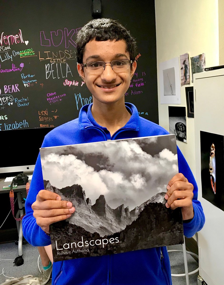 VisualArtsEhs's tweet photo. Photo student proudly displays his photo book titled Landscapes.
#KnightsStandOut #FindInnerGenius https://t.co/ILTPjNlaKx
