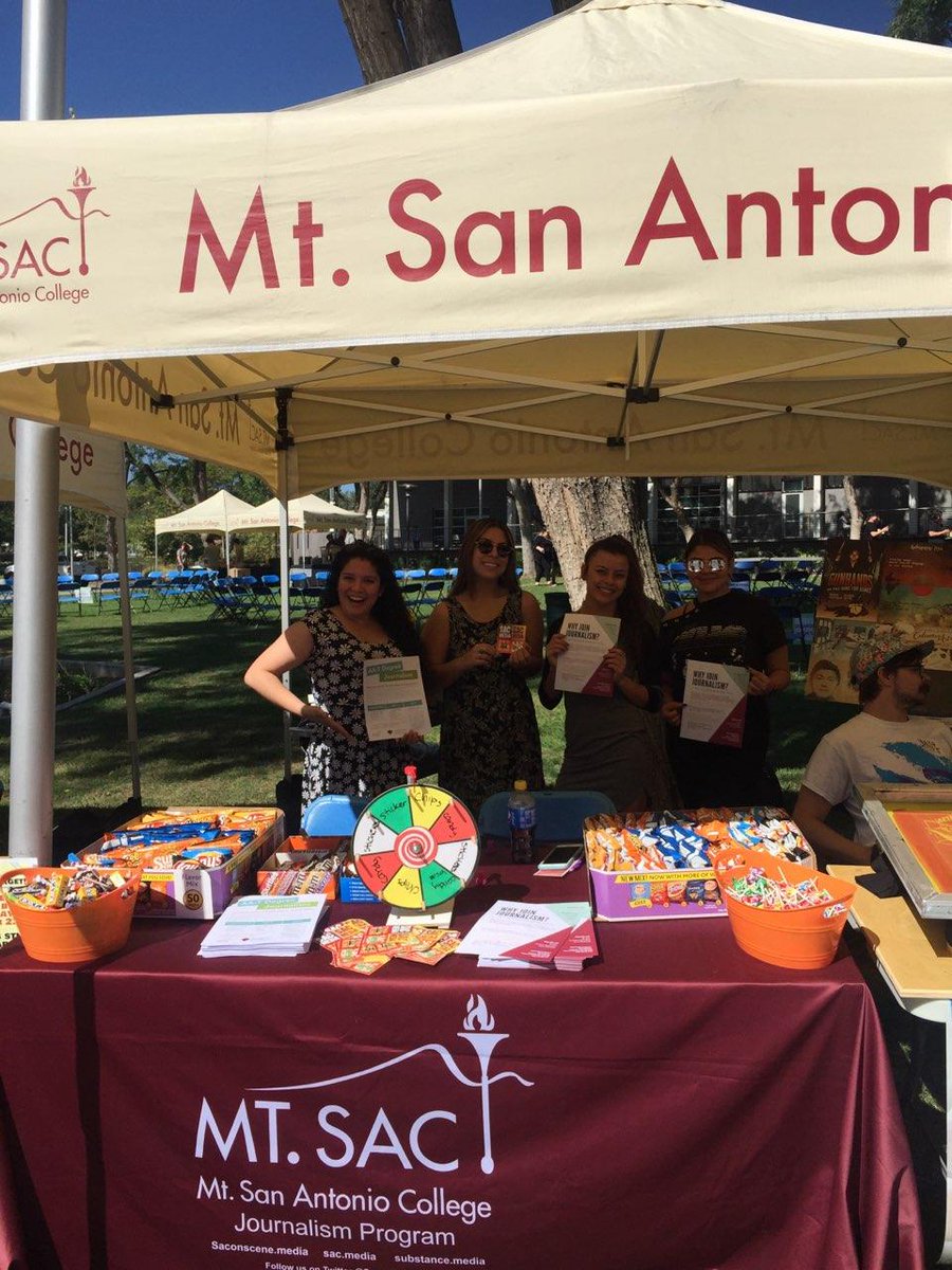 dianaalami's tweet photo. .@SAConScene PR students working at the journalism program booth for Juniors Day today @MtSAC. https://t.co/7qpbucu3Me