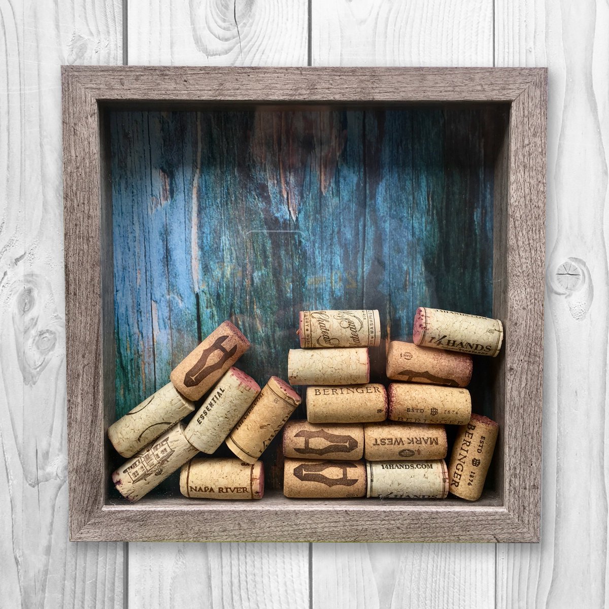 Modern Farmhouse Wine Cork Shadow Box: amazon.com/dp/B074YLP9H6 #wineloversgift #winelover #giftforher #modernfarmhousedecor #farmhousestyle