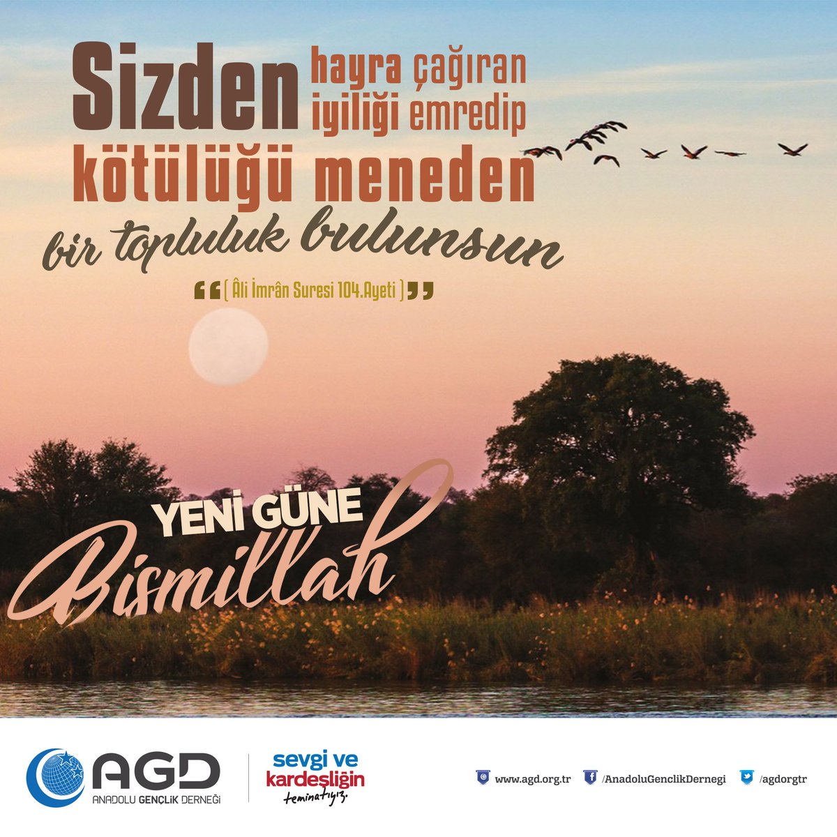 Yeni Güne Bismillah..

Sizden hayra çağıran iyiliği emredip kötülüğü meneden bir topluluk bulunsun. 

( Âli İmrân Suresi 104.Ayeti )