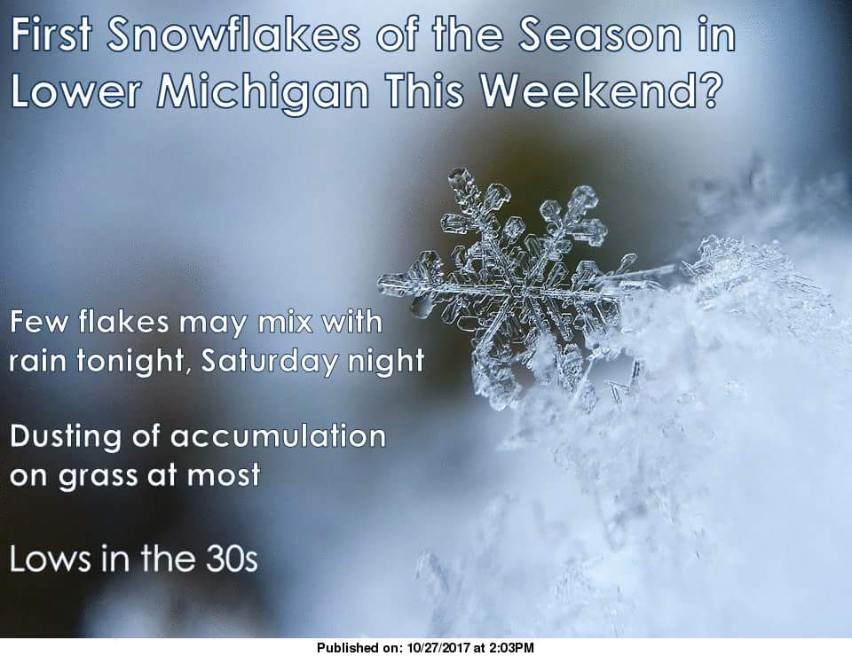 First flakes this season?
•Don't worry too much, the soil is still quite warm, so it shouldn't accumulate. 
•Colder air filtering in!