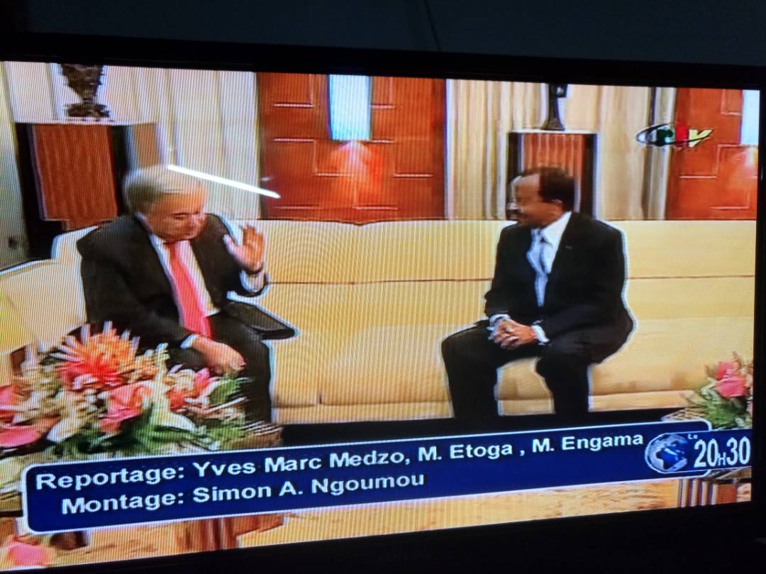 innercitypress's tweet photo. On #Cameroon, @AntonioGuterres praised Biya Sept 22; now Oct 27, hundreds of dead later, smiling https://t.co/bGKHhWZkY7 https://t.co/00voaXVkC3