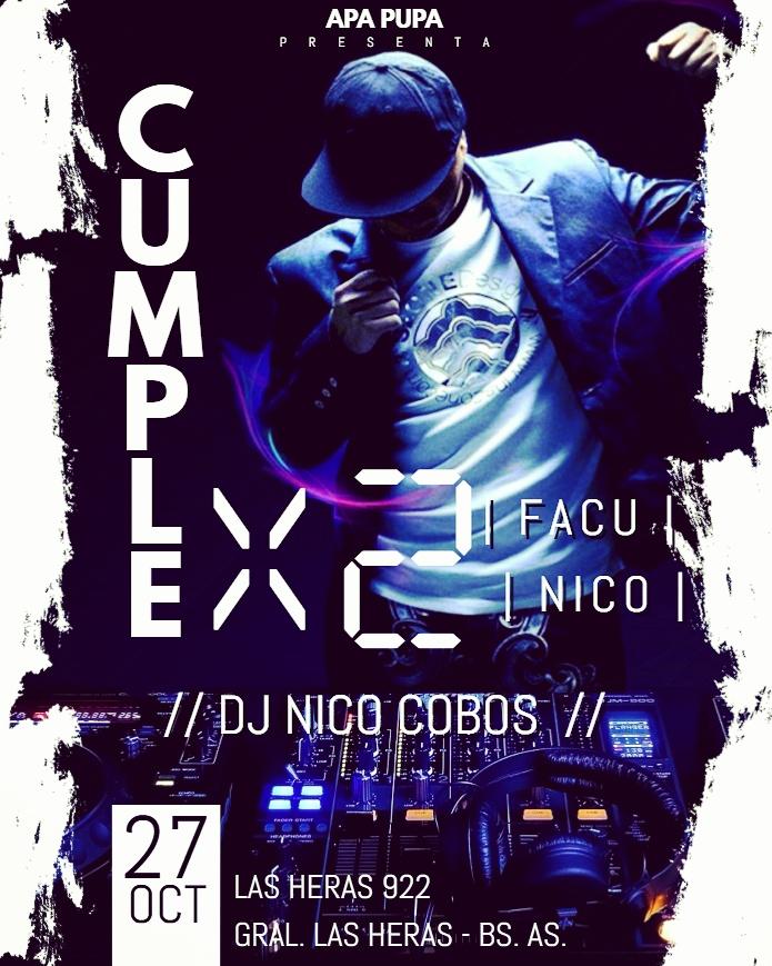 ApaPupaRestoBar's tweet photo. #VIERNESDECUMPLE #CUMPLEX2 #FACUYNICO #NICODJ #VDJKARUCHA #APAESFIESTA #QUENOTELACUENTEN https://t.co/ZkIojyTebv