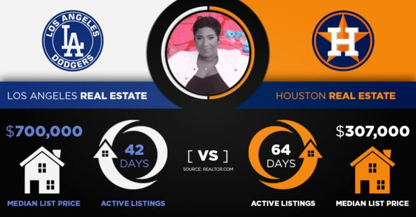 Eva_OConner's tweet photo. "Who are you rooting for? #WorldSeries 2017 #RealEstate #MatchUp #OconnerFineProperties https://t.co/I6zN7l5IQz