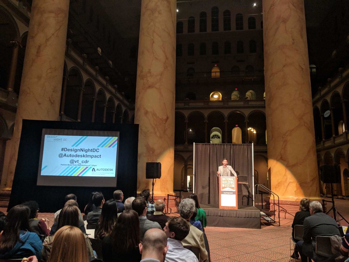 AutodeskFdn's tweet photo. .@joespeicher speaking at the magnificent @BuildingMuseum. Up next @PatrickMeier. How’s #DesignNightDC so far? https://t.co/NY0kjU1lB6