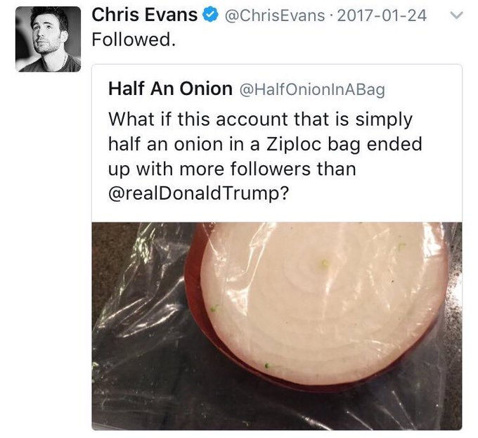 Captain America would rather follow half an onion in a bag than you. 

#SignsYoureABadPresident https://t