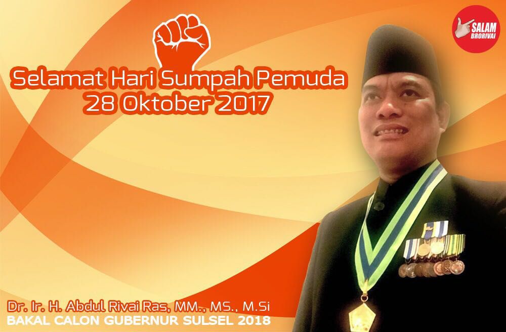 Seribu orang tua bisa bermimpi, satu orang pemuda bisa mengubah dunia -Soekarno. Selamat hari sumpah pemuda #BroRivaiSulSel1 #SumpahPemuda