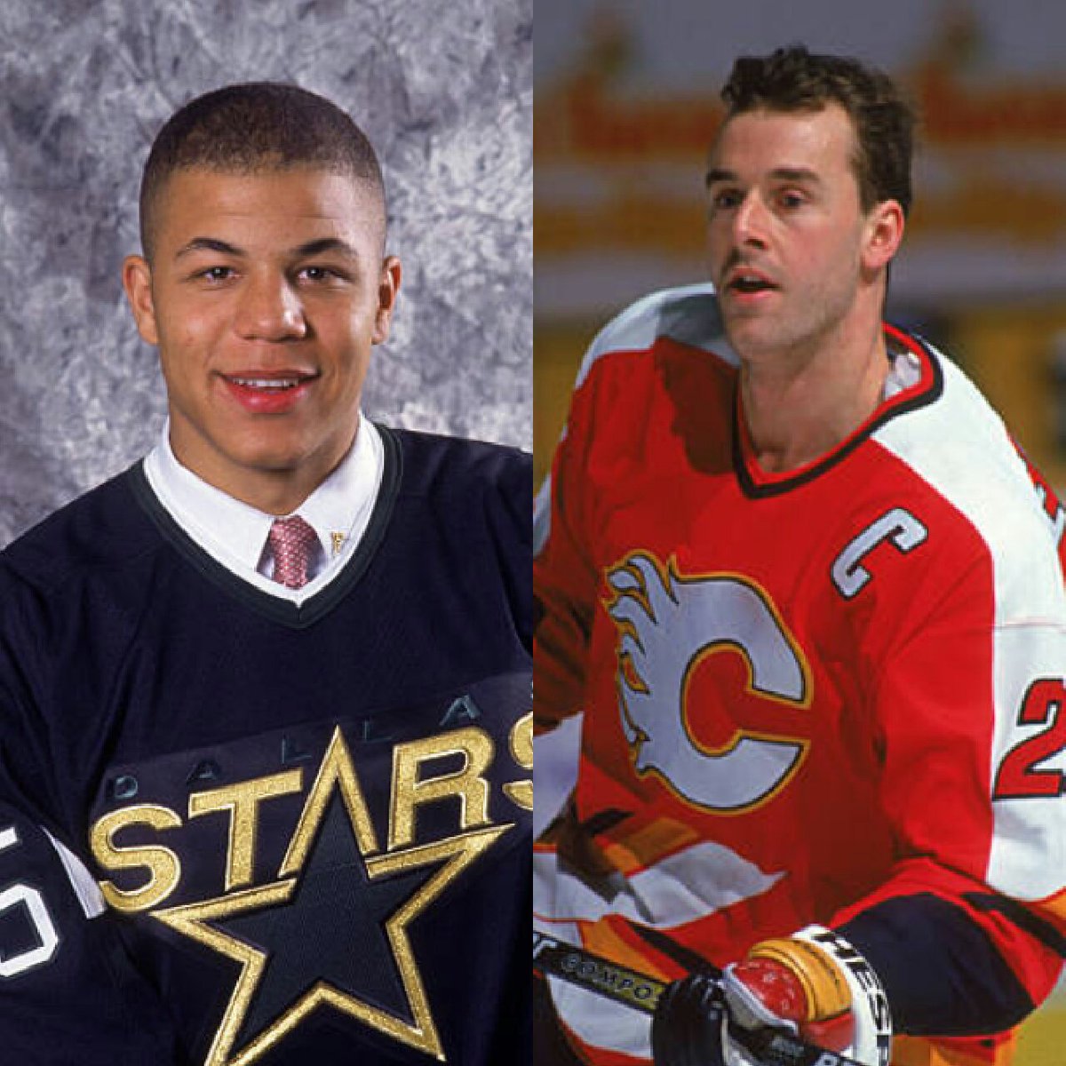 iconicec's tweet photo. Vintage #DALvsCAL
Has there ever been a more mutually beneficial trade than 12/19/95?
(Didn't forget you, Corey Millen)
#Flames #Stars https://t.co/8U8fGdNz0D