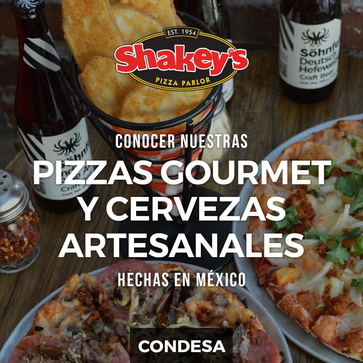 ShakeysMx's tweet photo. Ven este fin por tu pizza gourmet y tรณmate una de nuestras cervezas artesanales. YUMMY!! ๐บ๐๐ #ALaShakeys #TGIF #Condesa https://t.co/q59hNLmszl