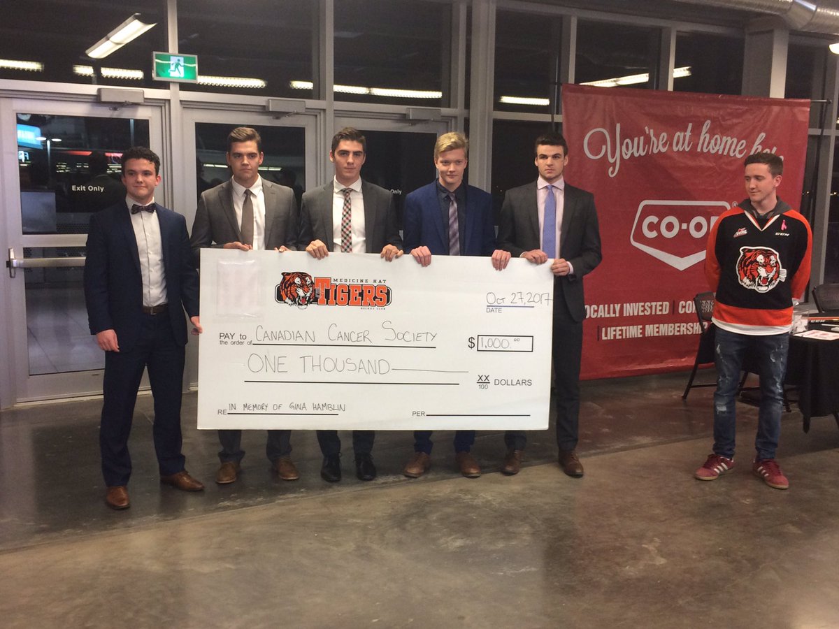 On behalf of James Hamblin family the players personally made a $1000 donation to the Canadian Cancer Society in memory of Gina Hamblin.